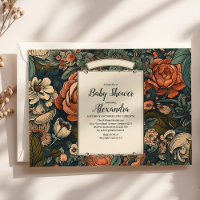Invitation Baby shower vintage Fleurs d'aquarelle