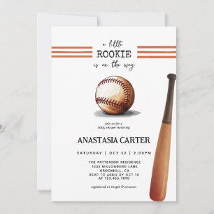 Invitation Baby Shower Vintage Little Rookie de Baseball
