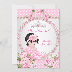 Invitation Baby shower vintage mignonne fille rose Pearl Rose