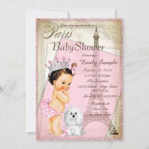 Invitation Baby shower Vintage Paris Princess