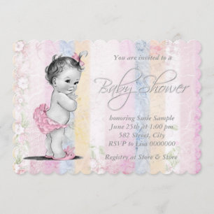 Invitation Baby shower Vintage Pastel Rainbow