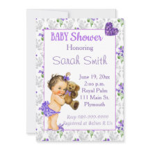 Invitation Baby shower vintage pour bébé fille