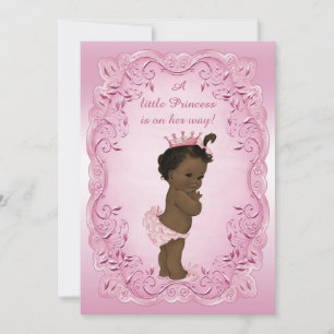 Invitation Baby Shower Vintage Princesse Ethnique Rose Fancy
