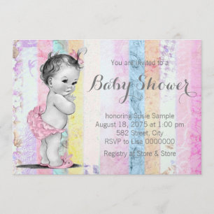 Invitation Baby shower vintage Rainbow Girl