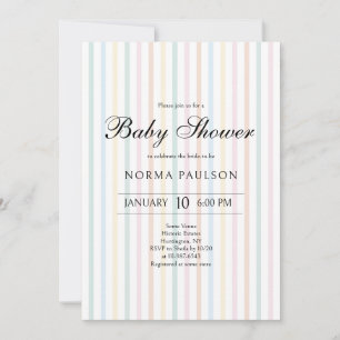 Invitation Baby shower Vintage rayé couleur classique