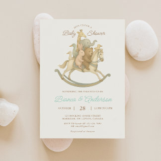 Invitation Baby shower vintage Rocking Horse