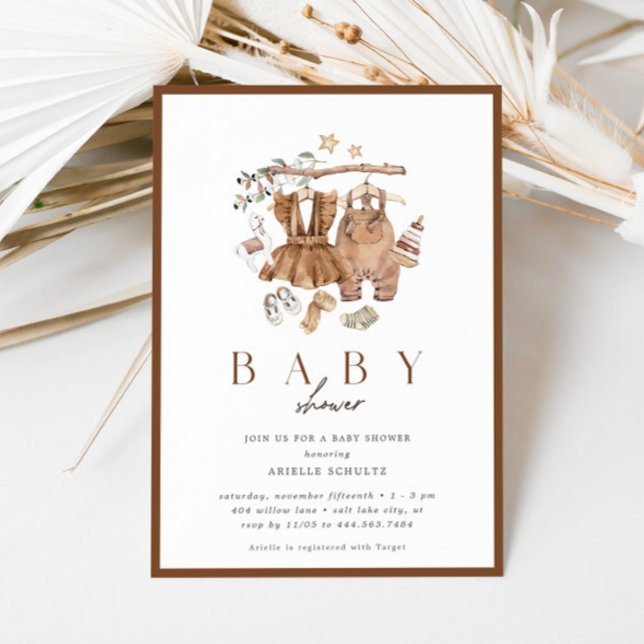 Invitation Baby shower Vintage rustique neutre pour les femme (Créateur téléchargé)