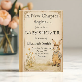 Invitation Baby shower vintage Storybook avec Bunny