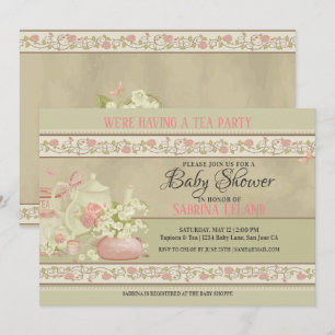 Invitation Baby shower vintage Tea Party