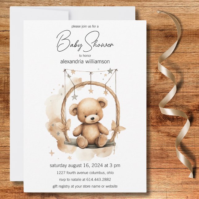 Invitation Baby shower vintage Teddy Bear (Créateur téléchargé)
