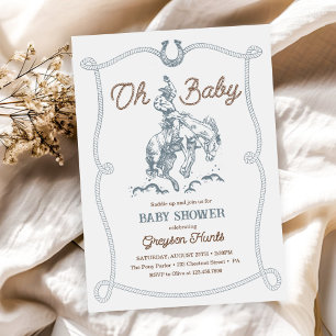 Invitation Baby shower vintage Western Cowboy