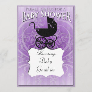 Invitation Baby shower violet de transport victori