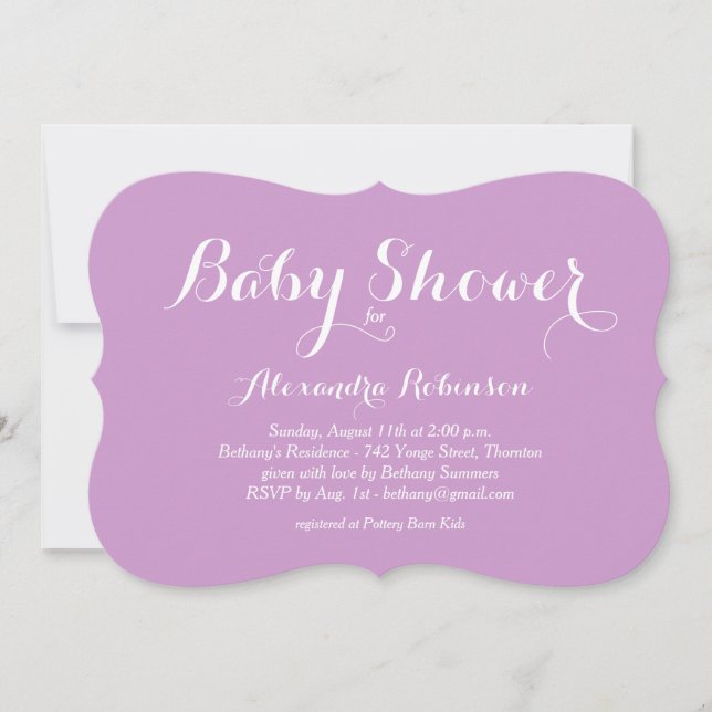 Invitation Baby shower violet fantaisie (Devant)