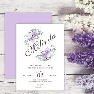Invitation Baby shower violet floral