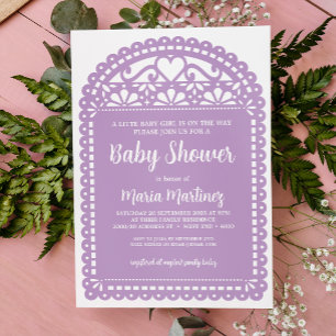 Invitation Baby shower violet inspiré par Papel Picado