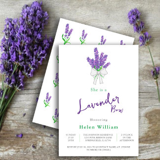 Invitation Baby shower violet Lavender Bow