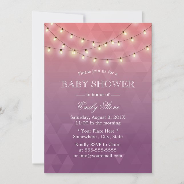 Invitation Baby shower violet moderne (Devant)