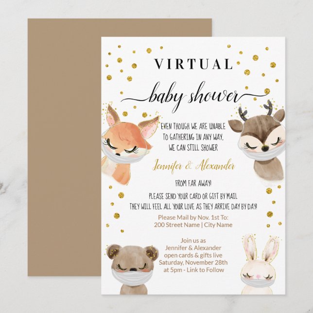Invitation Baby shower virtuel (Devant / Derrière)