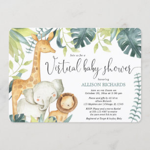 Invitation Baby shower virtuel animaux de la jungle de safari