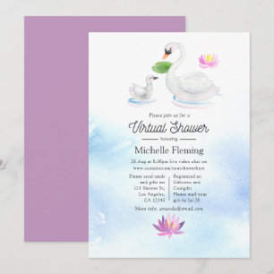 Invitation Baby-shower virtuel aquarelle cygne