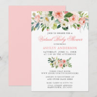 Baby shower virtuel aquarelle rose florale