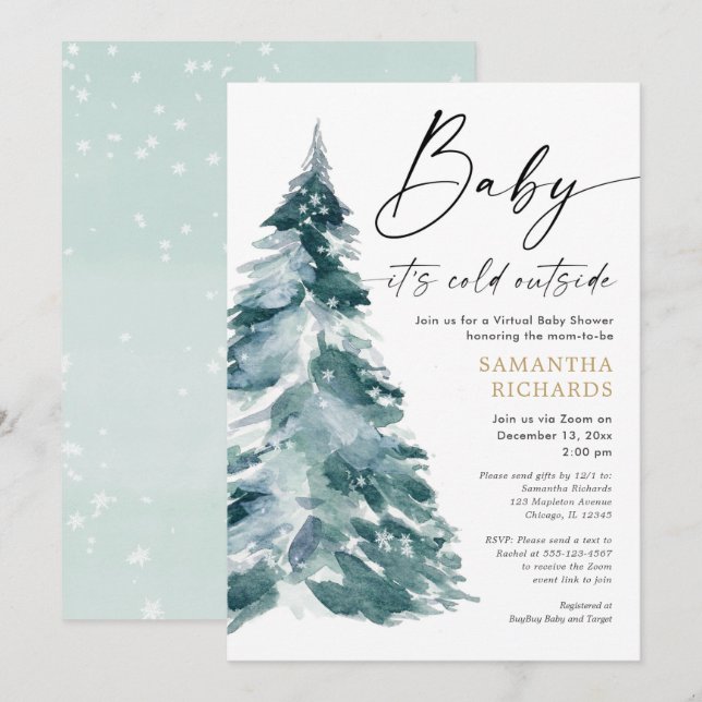 Invitation baby shower virtuel Bébé il fait froid en dehors d (Devant / Derrière)