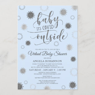 Invitation Baby shower virtuel BÉBÉ SON COVIN HORS Bleu
