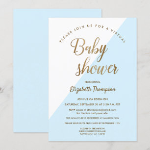 Invitation Baby shower virtuel bleu bébé garçon