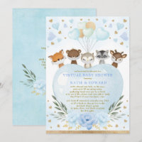 Baby shower virtuel Blue Gold Woodland Valentines