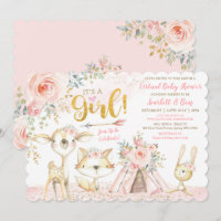 Baby shower virtuel Blush Boho Floral Woodland