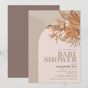 Invitation Baby shower virtuel Boho Pampas Grass Rose