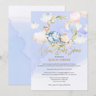 Invitation Baby shower virtuel Boy Teddy Bear Woodland