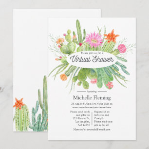 Invitation Baby shower virtuel Cactus aquarelle