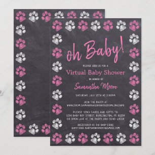 Invitation Baby shower virtuel Chalkboard Empreinte de patte 