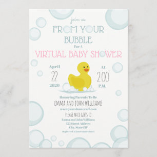 Invitation Baby shower virtuel de la bulle de dérangement soc