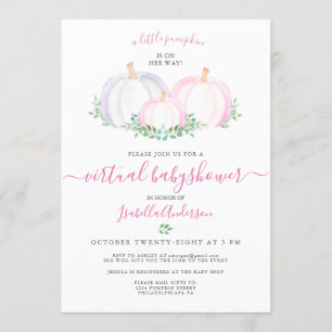 Invitation Baby shower virtuel de la petite fille Citrouille