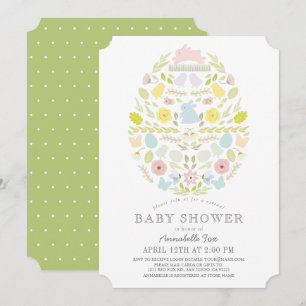 Invitation Baby shower virtuel de lapin d'oeuf de Pâques flor