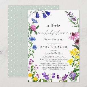Invitation Baby shower virtuel de petit script Fleur sauvage