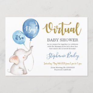 Invitation Baby shower virtuel d'éléphants