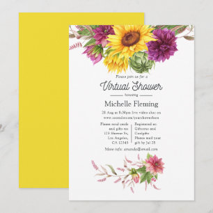 Invitation Baby shower virtuel d'été de tournesol