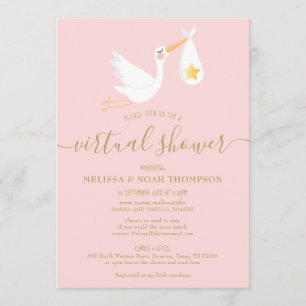 Invitation Baby Shower Virtuel En Ligne À Distance Rose