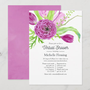 Invitation Baby Shower Virtuel Fleurs Aquarelle