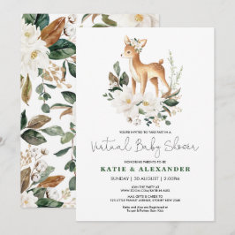 Invitation Baby shower virtuel Floral de cerfs de bois