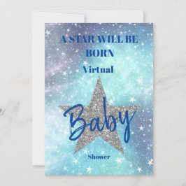 Invitation Baby shower Virtuel Garçon Bleu Étoile Moderne Est