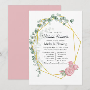 Invitation Baby shower virtuel géométrique Eucalyptus