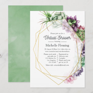 Invitation Baby shower virtuel géométrique hydrocouleur Succu