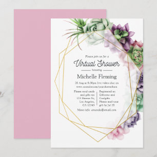 Invitation Baby shower virtuel géométrique Succulent