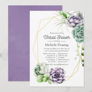 Invitation Baby shower virtuel géométrique Succulent