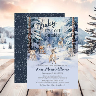 Invitation Baby shower virtuel hivernal pour bébés animaux en
