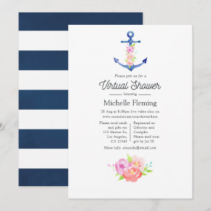 Invitation Baby shower virtuel nautique aquarelle